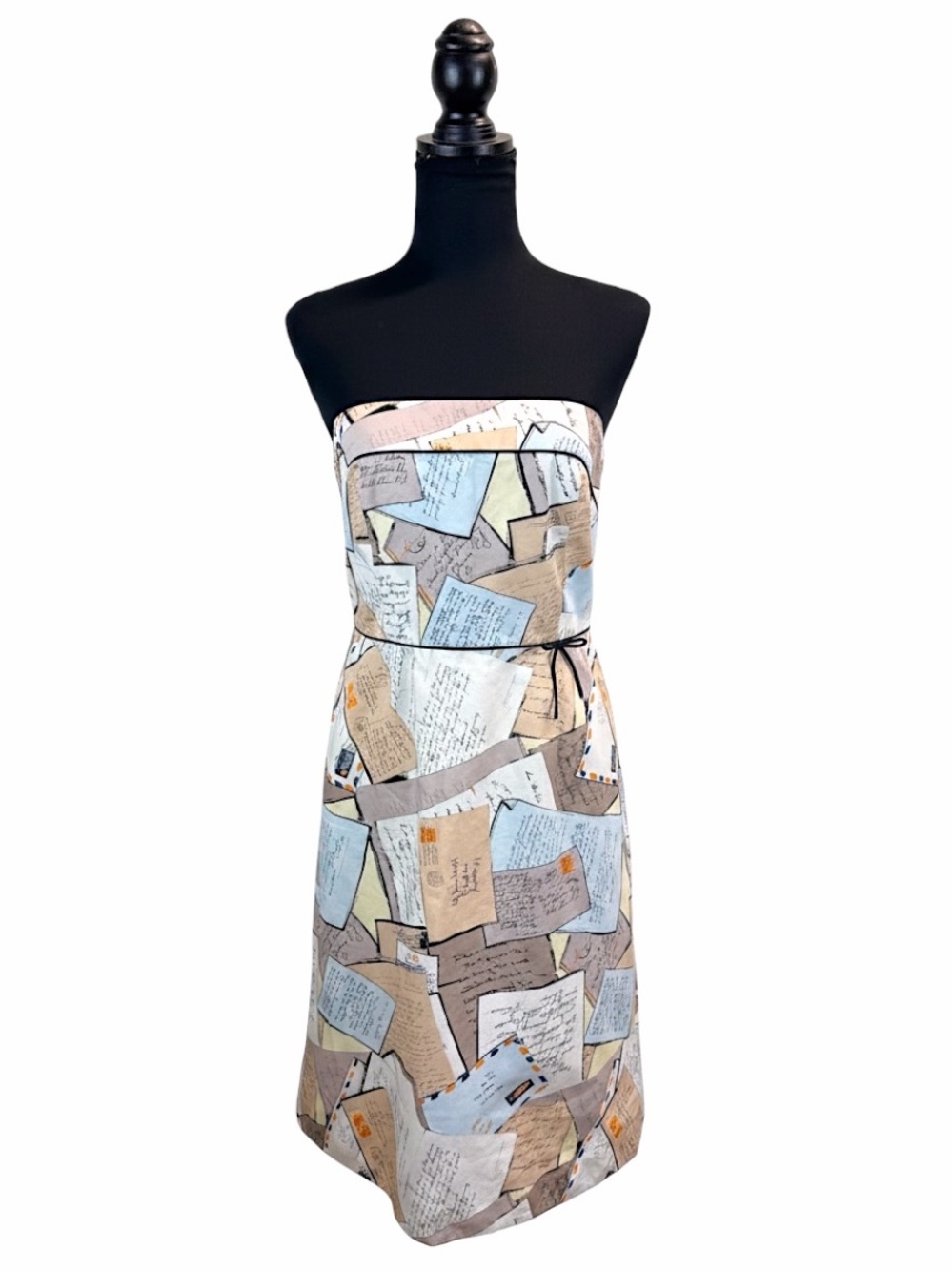 J.Crew Strapless Letter Print Dress Size 6 Cotton A-Line Mini Preppy Chic - Picture 3 of 13